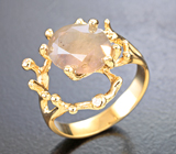 Золотое кольцо с крупным уральским александритом 3,85 карата и бриллиантами Золото
