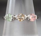 Изящное серебряное кольцо с разноцветными турмалинами