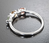 Изящное серебряное кольцо с разноцветными турмалинами