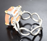 Серебряное кольцо с абрикосовым кварцем 9,9 карата, перидотом и турмалинами Серебро 925
