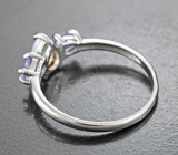 Чудесное серебряное кольцо с кристаллическим эфиопским опалом и танзанитами Серебро 925