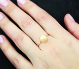 Золотое кольцо с золотистой морской жемчужиной 3,64 карата Золото