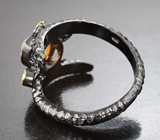 Серебряное кольцо с кристаллическим эфиопским опалом и диопсидами