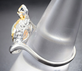 Серебряное кольцо с кристаллическим эфиопским опалом и апатитами
