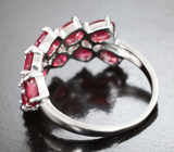 Яркое серебряное кольцо с рубинами Серебро 925