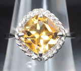 Стильное серебряное кольцо с цитрином