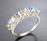 Эффектное серебряное кольцо с кристаллическими эфиопскими опалами Серебро 925