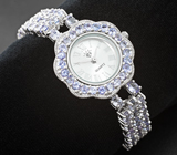 Роскошные часы на серебряном браслете с танзанитами Серебро 925