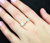 Золотое кольцо с яркими голубыми цирконами высокой чистоты 1,91 карата Золото