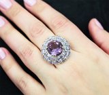 Роскошное серебряное кольцо с аметистом и танзанитами Серебро 925