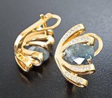 Серьги с уральскими александритами 5,34 карата и бриллиантами Золото