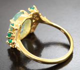 Серебряное кольцо с зеленым кианитом 3,83 карата и хризопразом
