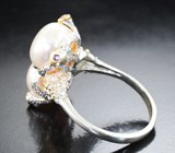 Серебряное кольцо с жемчугом и аметистами
