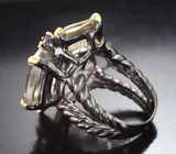 Серебряное кольцо с резными самоцветами