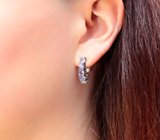 Стильные серебряные серьги с аметистами Серебро 925