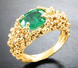 Золотое кольцо с ярким изумрудом высоких характеристик 2,24 карата и бриллиантами Золото