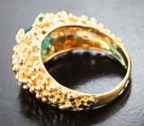 Золотое кольцо с ярким изумрудом высоких характеристик 2,24 карата и бриллиантами Золото