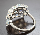 Шикарное серебряное кольцо с кристаллическими эфиопскими опалами