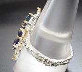 Серебряное кольцо с кристаллическими черными опалами