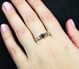 Замечательное серебряное кольцо с разноцветными турмалинами