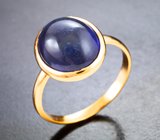 Золотое кольцо с крупным насыщенным синим сапфиром 8,84 карата Золото