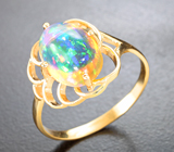 Золотое кольцо с кристаллическим эфиопскм опалом 2,66 карата