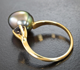Золотое кольцо с таитянской жемчужиной барокко 7,52 карата и шпинелью Золото