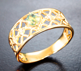 Золотое кольцо с красивейшим насыщенным уральским александритом высокой чистоты 0,45 карата и бриллиантами