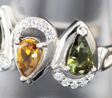 Чудесное серебряное кольцо с разноцветными турмалинами
