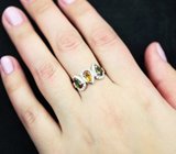 Чудесное серебряное кольцо с разноцветными турмалинами