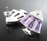 Оригинальные серебряные серьги с аметистами