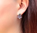Оригинальные серебряные серьги с аметистами