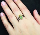 Серебряное кольцо с кристаллическим эфиопским опалом и перидотом