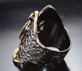 Серебряное кольцо с ограненным черным опалом
