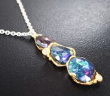 Серебряное колье с ограненными черными опалами