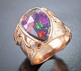 Серебряное кольцо с ограненным черным опалом 2,28 карата