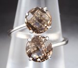 Оригинальное серебряное кольцо с дымчатым кварцем Серебро 925