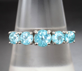 Замечательное серебряное кольцо с голубыми апатитами Серебро 925