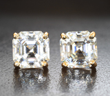 Золотые пусеты с топовыми муассанитами бриллиантовой огранки 3,26 карата Золото