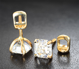 Золотые пусеты с топовыми муассанитами бриллиантовой огранки 3,26 карата Золото