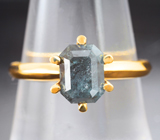 Золотое кольцо c насыщенным голубовато-зеленым уральским александритом 2,16 карата Золото