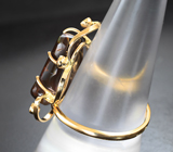 Золотое кольцо с мексиканским огненным агатом 10,7 карата, цаворитом и разноцветными сапфирами