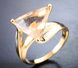 Золотое кольцо с персиковым морганитом 3,81 карата! Идеальная огранка Золото