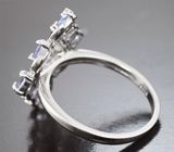 Превосходное cеребряное кольцо с танзанитами и черными шпинелями Серебро 925