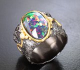 Серебряныое кольцо с ограненным черным опалом