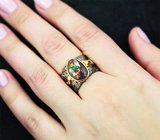 Серебряныое кольцо с ограненным черным опалом