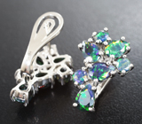 Великолепное серебряные серьги с ограненными черными опалами Серебро 925