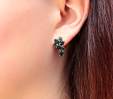 Великолепное серебряные серьги с ограненными черными опалами Серебро 925