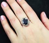 Роскошное серебряное кольцо с крупными синими сапфирами и разноцветными сапфирами