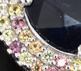 Роскошные серебряные серьги с крупными синими сапфирами и разноцветными сапфирами Серебро 925